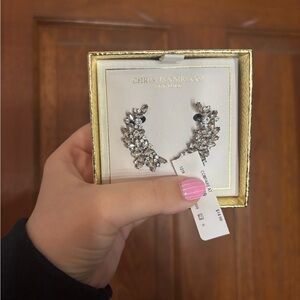 Christian Siriano Silver Crystal Earrings